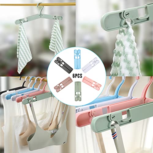 Qsgang 6-Pack Foldable Travel Hanger Pants Hangers Lightweight And Durable Non-Deformable Plastic Cloths Hanger Fits All Clothes And Socks Towel Can Be Folded Down For Easy Storage (6) #TOP2