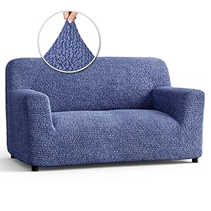 PAULATO BY GA.I.CO. Loveseat Slipcover – Oversized Chair Cover – Stretch Couch Cover – Cushion Love Seat Sofa Cover – 1-Piece Form Fit Washable Protector – Microfibra Collection – Blue