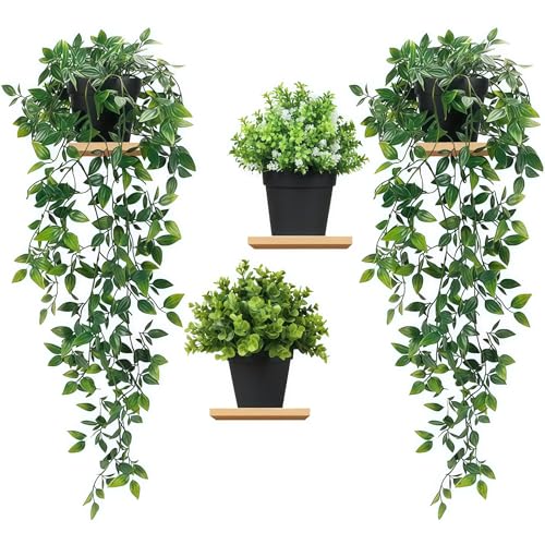 Tosoda Artificial Hanging Plants in Pots for Indoors Realistic Trailing Ivy Vines Plants with Potted Plants for Home Bathroom Shelf Decor