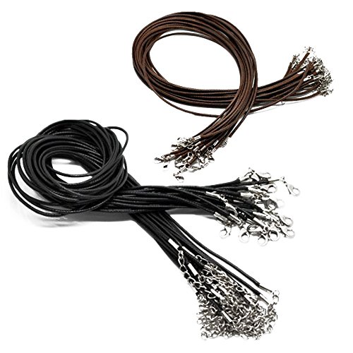 Yueton 20Pcs Black And Brown Diy Jewelry Making Imitation Leather Necklaces Cord, Leather Strap String With Lobster Clasp #TOP25
