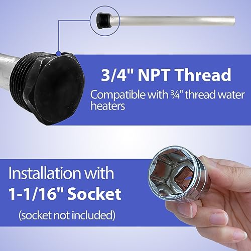 Image of Sutekus RV Water Heater Anode Rod and Flush Wand Set Remove Sediment and Scale RV Water Heater Tank Rinser Flusher with 3 /4 inch NPT Magnesium Rod & Seal Tape