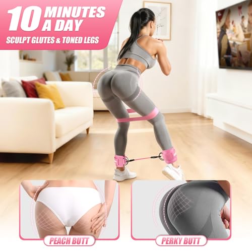 Image of Ankle Resistance Bands with Cuffs, Resistance Bands Set for Working Out, Leg and Glute Exercise Bands - Home Gym Workout Equipment for Women, Booty Building, Pilates, Rehab, Physical Therapy