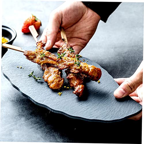 Plato para sushi en forma de hoja, piedra negra miniatura 5