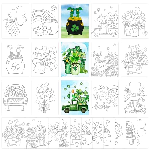 COCHIE 36PCS 8x10 Inches St. Patrick's Day Coloring Pages for