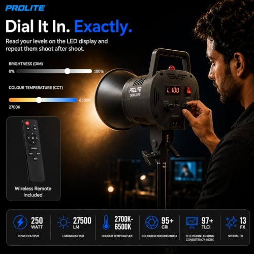 Image of Prolite Cinemax 250 Pro Bi COB LED Studio Light, 2700-6500K Bowens Mount