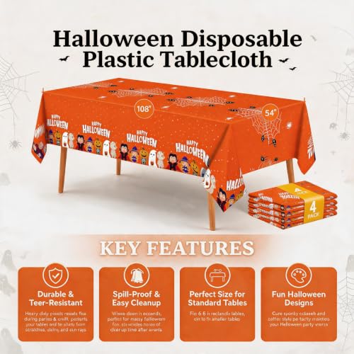 Image of Halloween Tablecloth Disposable Table Cover Kids Birthday Party Decoration