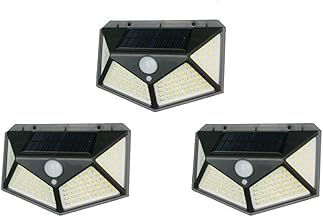 Kit 3 Luminária Energia Solar Parede 100 Led Sensor Presença 3 Funções Lampada