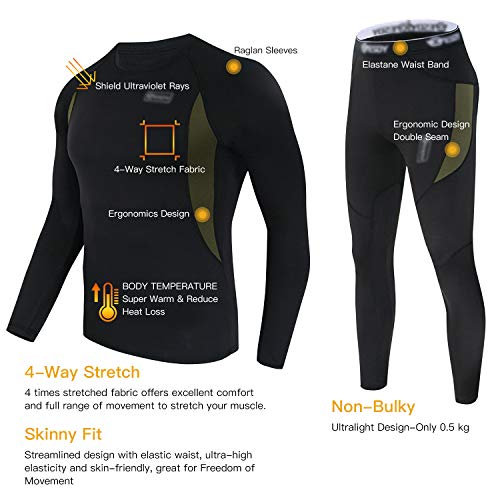Image of romision Thermal Underwear for Men Stretch Fit, Fleece Base Layer Top & Bottom Set, Insulated Long Johns for Cold Weather Hunting
