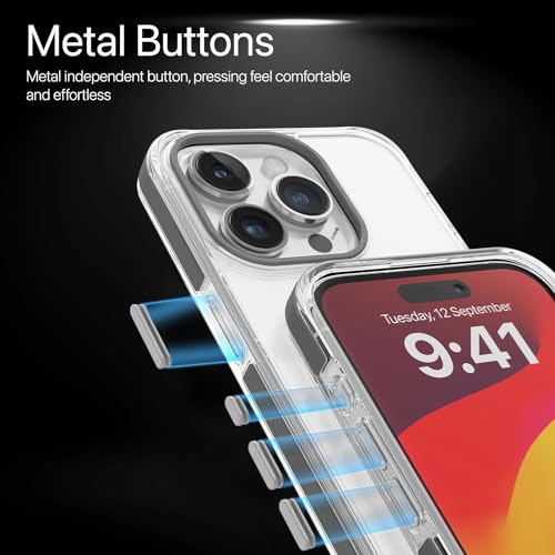 Image of Vaku Luxos Back Cover Case for iPhone 15 Pro Shockproof Scratch Resistant Slim Thin Military-Grade Protection Support Mag-Safe Wireless Magnetic Charging - White