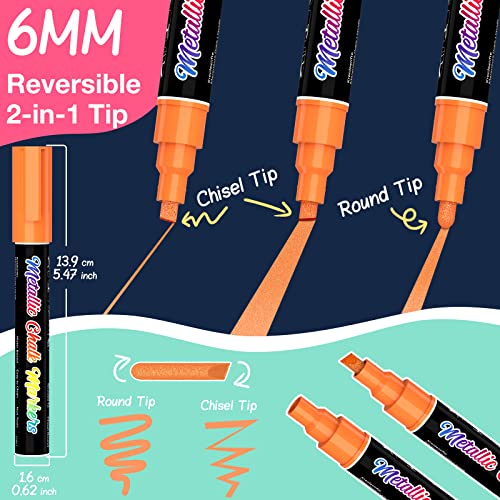Liquid Chalk Markers For Chalkboard: 10 Metallic Colors Erasable Chalk Pens, Window Markers For Glass Washable, Chalk Board Marker For Blackboard, Bistro Menu, Car Windows, Glass, Mirrors, Labels #TOP1