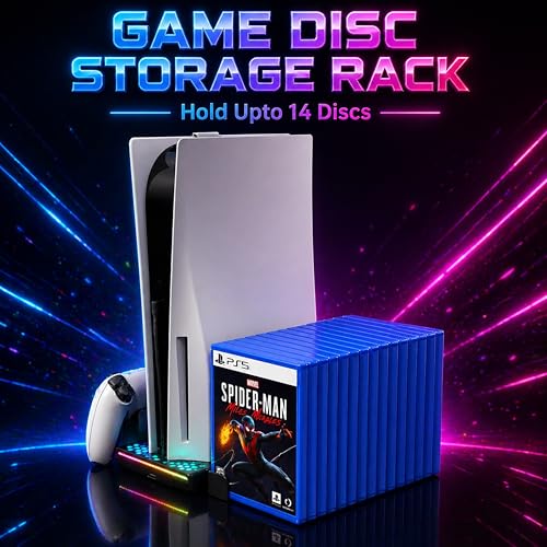 Image of Ant Esports DOCK10 Vertical PS5 Docking Station |Dual Sense 3H Rapid Charge | 5000RPM 3-Speed Turbo Fan | 14RGB Modes | 15Game Slots + Headset Hook |Supports PS5 Standard, Slim & Pro (Disc & Digital)