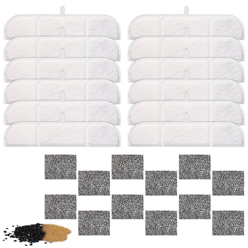 12pcs Cat Fountain Filter, Cat Water Fountain Filters for DownyPaws Cordless Cat Water Fountain 84 oz/2.5L with 12 Cat Fountain Filter Sponges Pet Fountain Filters Replacement