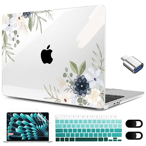 Image of MEEgoodo for M5 /M4 /M3 /M2 MacBook Air 15 inch Case 2026 2025 2024 2023, Case Fit Model (A3448 /A3241 /A3114 /A2941) for MacBook Air 15.3 inch, Vintage Floral