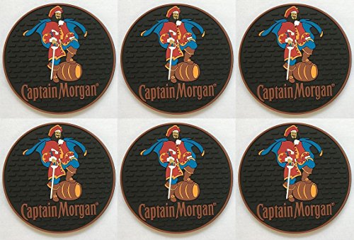 Captain Morgan Spiced Rum 6 Rubber Bar Coasters Spill Mat Bar Mat