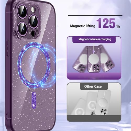 Coque iPhone 13 Pro Max transparente paillettes et compatible charge magnétique