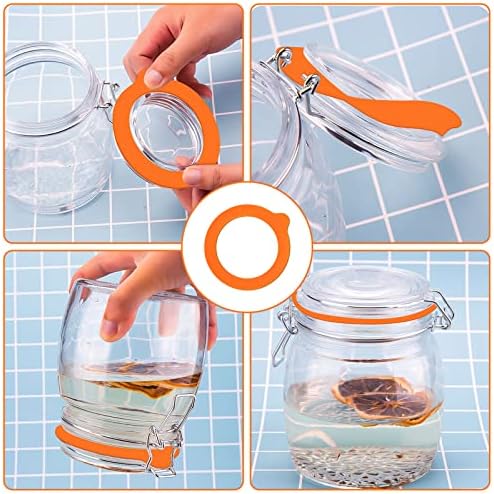 SAVITA 10 Pcs Silicone Replacement Gaskets, 3.75 Inch Silicone Seals Airtight Jar Replacement Gaskets Silicone Gasket Sealing Rings for Regular Glass Jars Mason Jars (Orange)