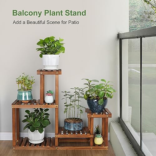 Coogou Pine Wood Plant Stand Indoor Outdoor Multi Layer Flower Shelf Rack Higher And Lower Plant Holder In Garden Balcony Patio Living Room thumb #4