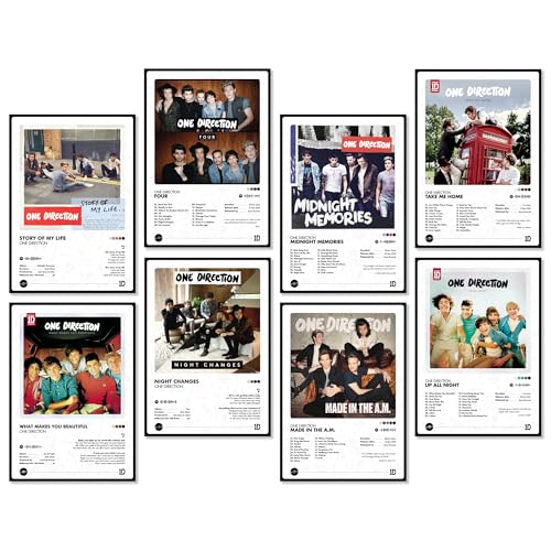 Image of Thepaper9store Pack of 8 - One Direction Music Album Art Wall Posters (8.4 x 12 Inch) Adhesive Tape Included | Aesthetic Wall Decor for Bedroom, Living Room, Office