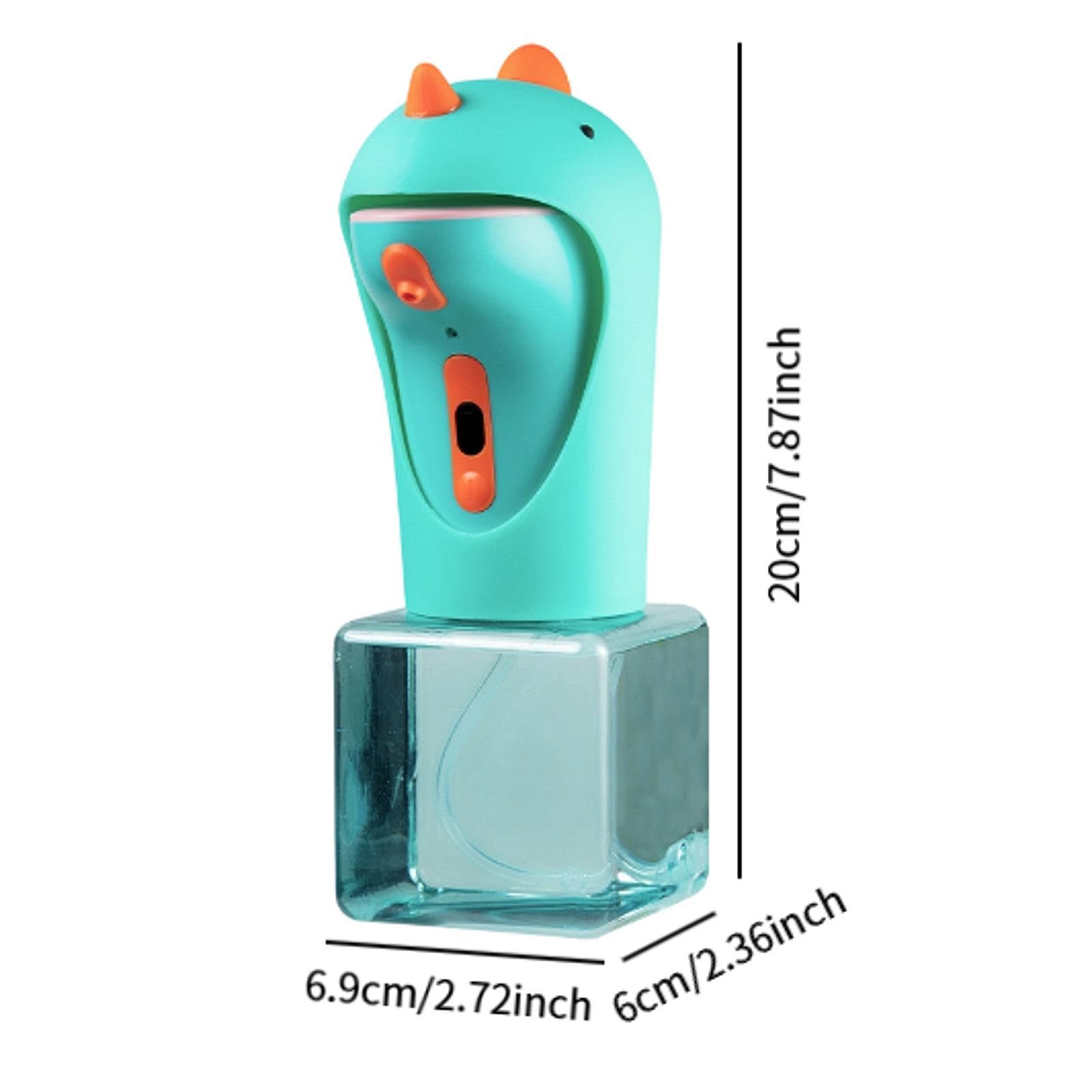 Dispenser Sapone Automatico Schiumogeno Bambini Dino Cartone Animato Finestra Visiva Sensore Igienico Adatto per Bagno Cucina Regalo Bambino, Verde