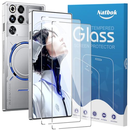 Natbok 2 Pack Compatible with Red Magic 11 Pro+/Red Magic 10 Pro+ Screen Protector,9H Tempered Glass Film,HD Clear Scratch Resistant,Bubble-Free for RedMagic 11 Pro+ Screen Protector