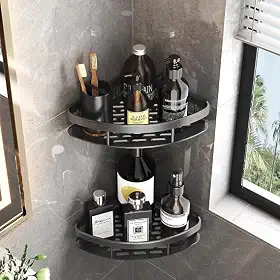 Kit 2 Prateleiras de Canto para Banheiro Sem Furar – Suporte Porta Shampoo, Sabonete e Utensílios, Alumínio Resistente, Ideal para Box ou Lavanderia – Design Moderno e Funcional