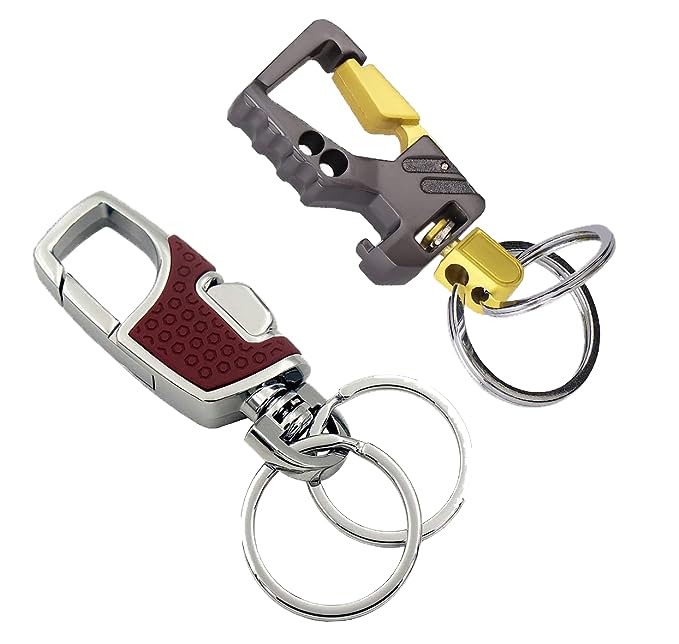 Heavy Duty Double Ring Metal Hook Keyring Car & Bike Keychain Unisex (Combo Off 2)-image-22