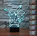 Produktbild SMIN 3D-Phantom-LED-Nachtlicht, 7-Farben-Farbverlauf Touch-Schalter USB-Schreibtischlampe (Pokemon Pikachu)
