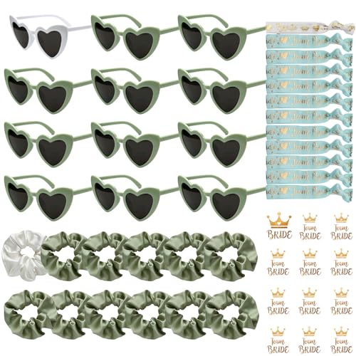 48 Pezzi Team Bride Set: Occhiali a Forma di Cuore,