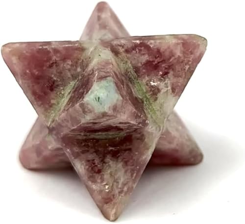 Jet Energized Lepidolite Star Merkaba - Terapia de cristal internacional Jet de 1 pulgada, 40 páginas, tratamiento de equilibrio de chakras, la