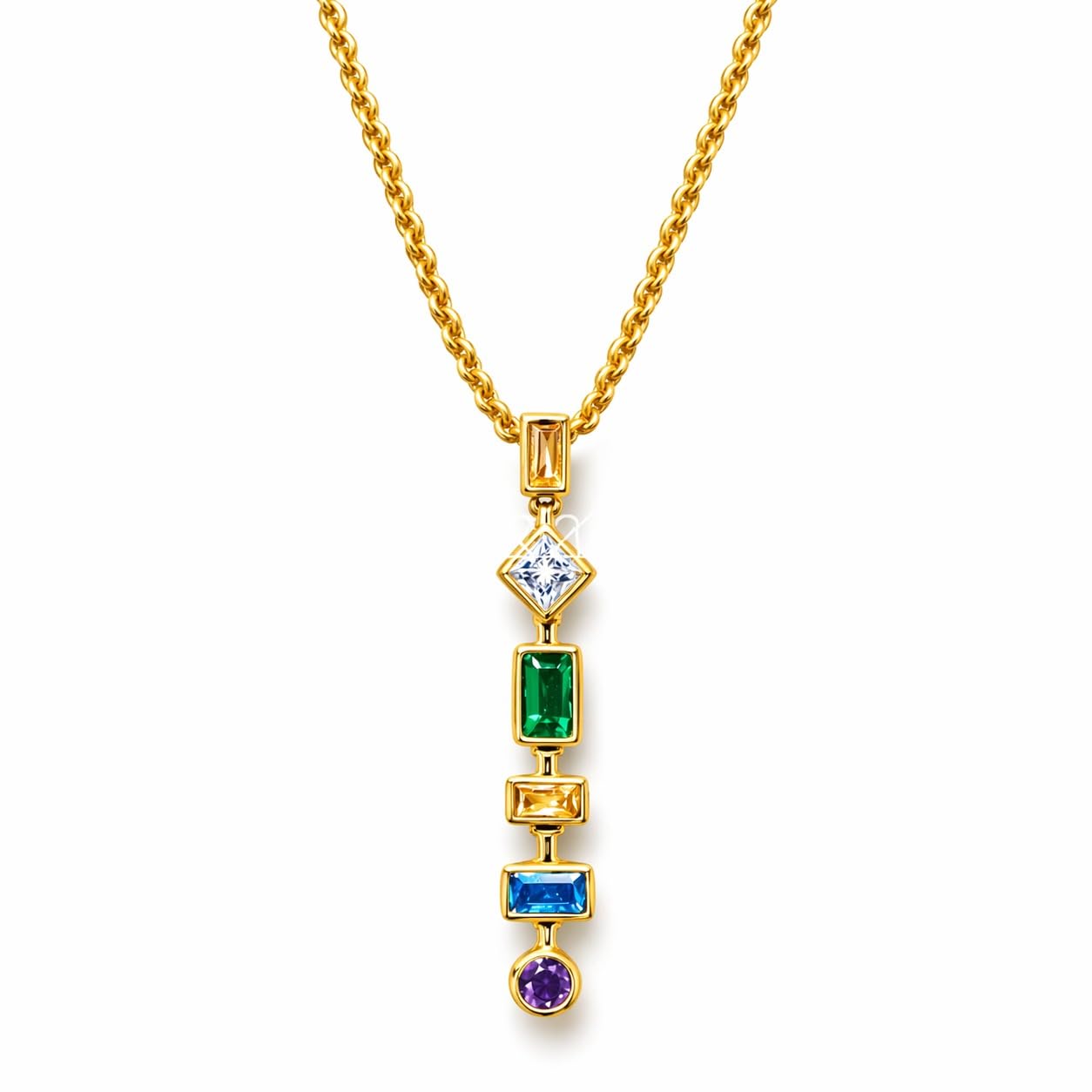 meenaz Multicolor Stone Pendant Necklace for Women, 18K Gold Plated Chain for Woman Stylish Jewellery for Womens Stainless Steel Chains jewelry Necklace for Girls Golden Locket for Woman -389-picture-47