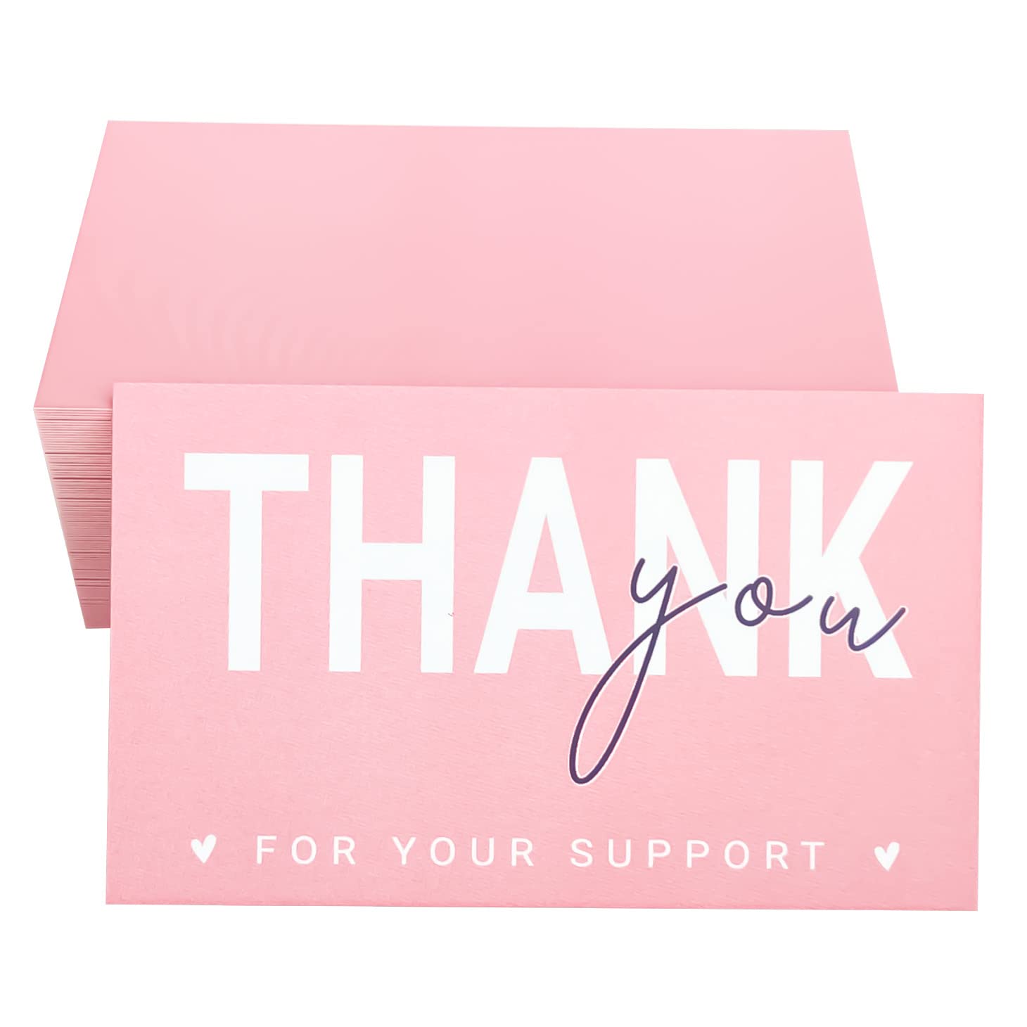 RXBC2011 Thank you for your support Card Client Appreciation Cards Greeting Package Insert for online business pack of 100 pink