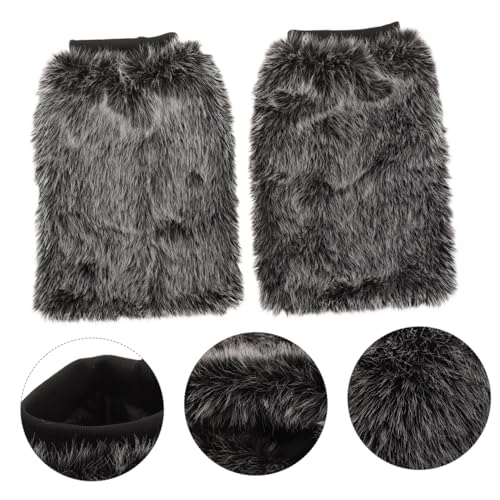 Mipcase Warm Fur Boot Covers for Women Furry Leg Warmers in Grey Boot Cuffs for Keeping Legs Warm during Autumn and Winter Cozy Clothes Accessory for Daily Wear Stage Performance