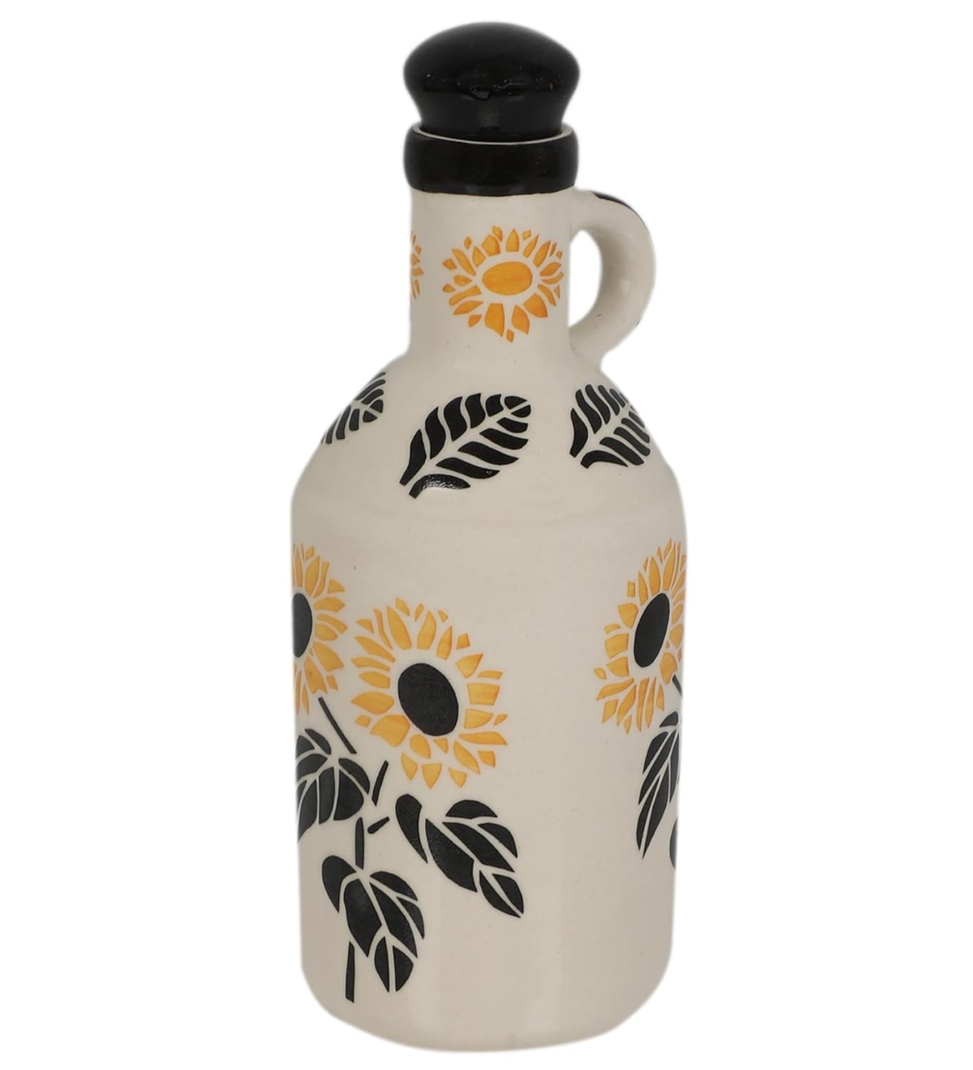 Kalaa By N® Handmade Ceramic Oil Dispenser for Kitchen Oil Bottle Ideal for Storage of Cooking Oil | Microwave Safe | Oil Bottle (Yellow Sunflower, 1000ml) - Image 7 thumbnail
