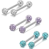 ORAZIO 6Pcs 14G 316L Stainless Steel Nipple Piercing CZ Barbell Belly Button Ring for Women