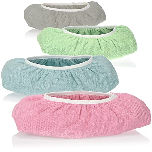 com-four® 4X Wischmopp-Überzieher in 4 Farben - saugstarke Mikrofaser-Ersatzbezüge für die Nass- & Trocken-Bodenreinigung - Wiederverwendbare Putzschuhe, waschbar bis 60 °C (4 Stück - dezente Farben)