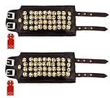 UAPAN 4 line Bells Leather Pad for Classical Bharatanatyam Kathak Dance with Adjustable Strap (Brown Leather, Belt)