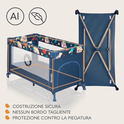 lionelo Stefi Lettino neonato da viaggio pieghevole con materasso, Dalla nascita fino a 3 anni, Box bambini da campeggio con entrata laterale, Le pareti realizzate in rete, Borsa, Route - 7
