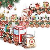 INOOMP Caja de Adviento Tren de Navidad DIY de Cajas Rellenables para Dulces Montaje Fácil Portátil y Decorativo para Regresiva Festiva