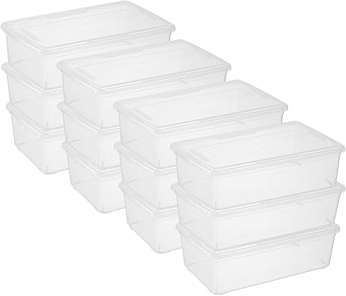 novelinks Contenedores de almacenamiento de plástico transparente de 6 cuartos de galón con tapas transparentes, caja apilable, contenedor