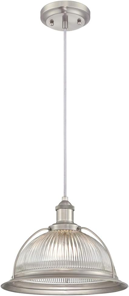 Westinghouse Westinghouse Lighting 6338740 63387 Hanglamp voor binnen, met één lamp, helder geribbeld, glas, geborsteld nikkel