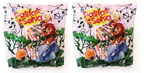 PALITOS de la SELVA Caramelos Masticables Sabor Frutilla y Vanilla 600 gr. 2 PACK
