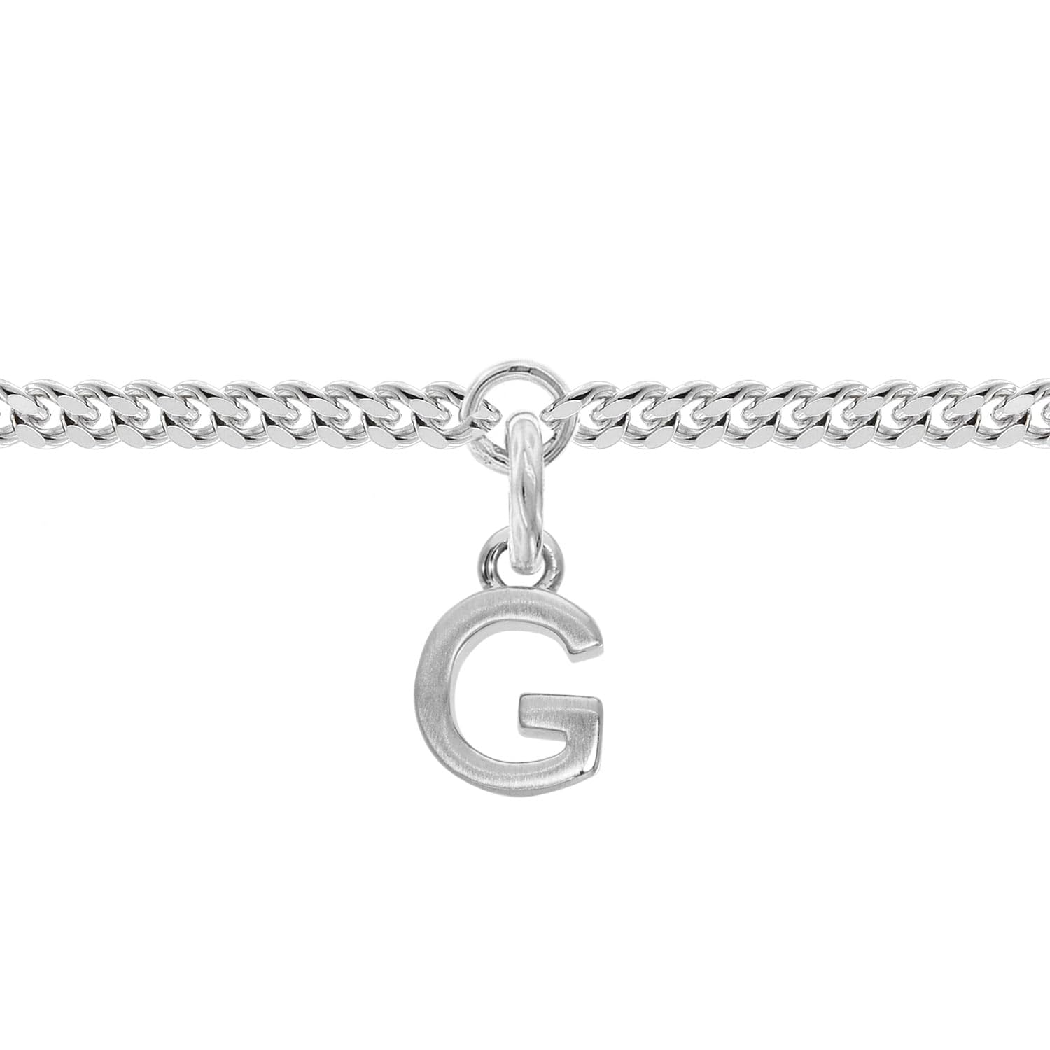 trendor Bracciale da ragazza con lettera G, argento 925, rodiato, 21590-G | Bracciale a maglia piatta con taglio a diamante, elegante bracciale per giovani donne,