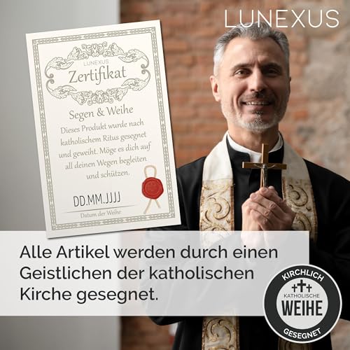 LUNEXUS Christopherus Auto Magnet Ø3,6 cm - Heiliger Christophorus Auto Plakette - gesegnet - Schutzpatron Autofahrer - Christopherus Auto Medaille - Schutzengel Auto Magnet - Auto Glücksbringer