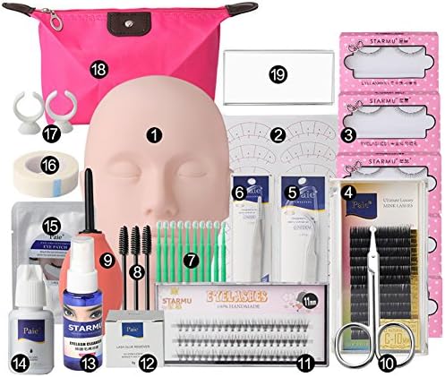 Powerwin Mannequin Training MakeUp False Eyelashes Extension Glue Tool Practice Kit