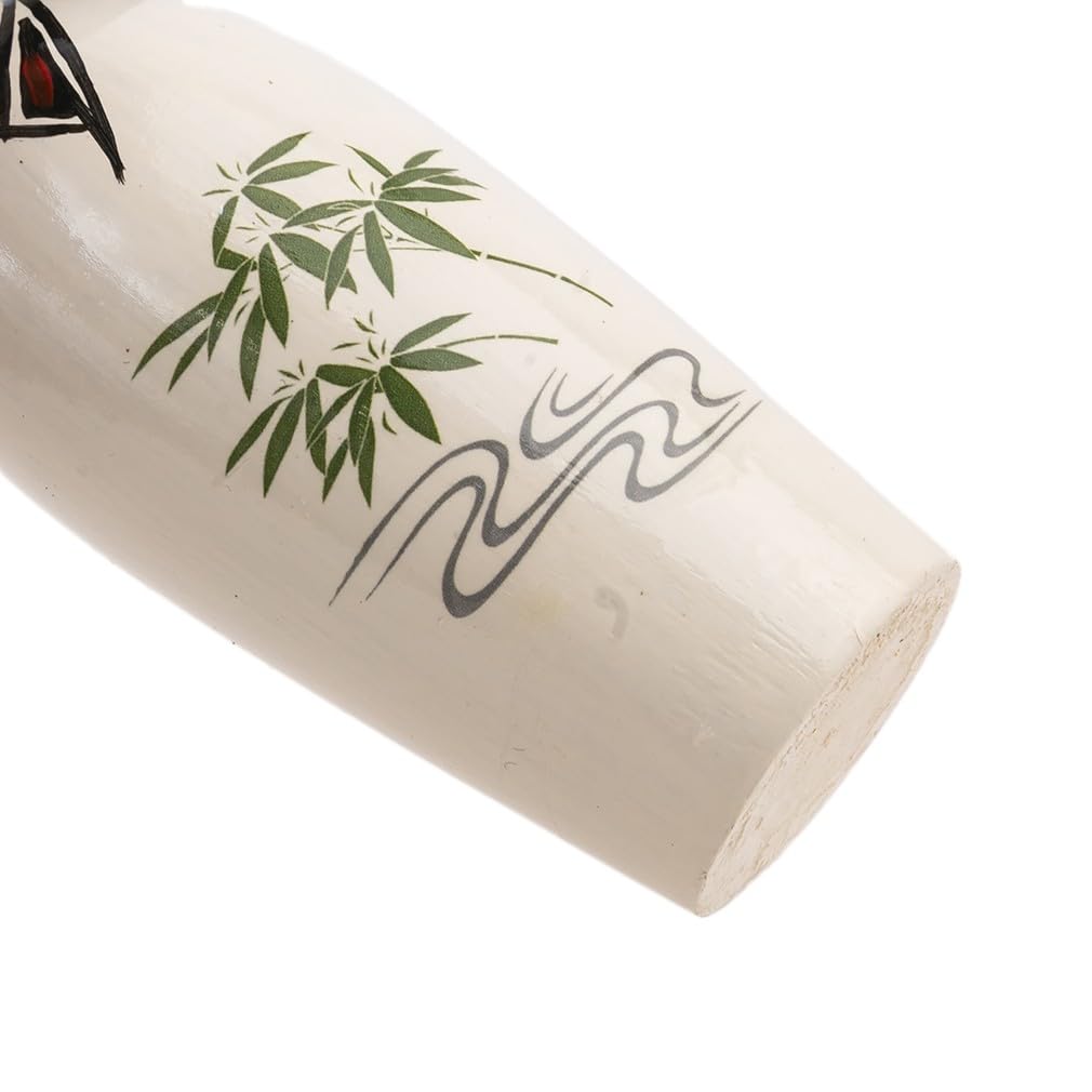 Bambola Kokeshi Giapponese Asuka - In Legno Con Kimono Bambù, Decorazione Zen, 13.5cm - Foto 3