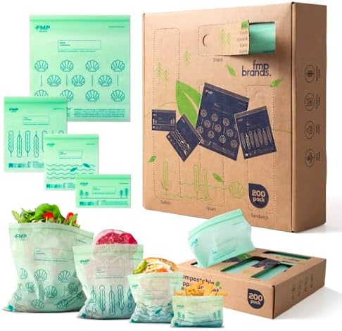 Fit Meal Prep 100% Compostable Food Storage Bags Set, Resealable ...