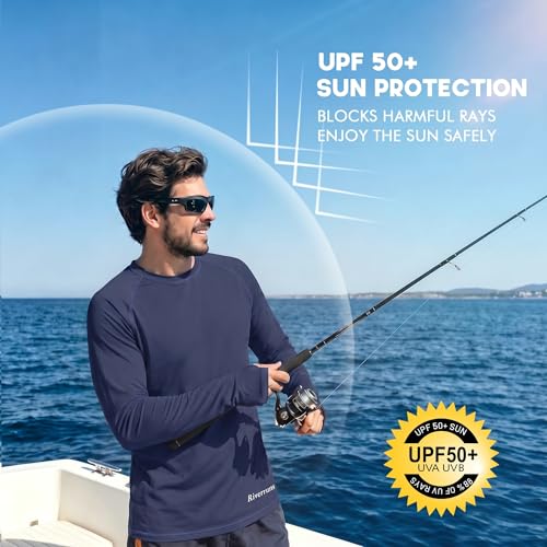 Men's UPF 50+ Ice-Cool Quick-Dry Fishing Shirt with Thumbholes Navy - image 3