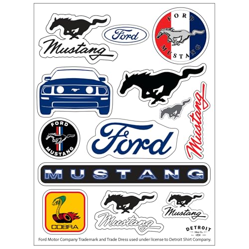 Ford Mustang 12-Decal Sticker Sheet | 6″x 8″ Indoor/Outdoor Vinyl | Made in USA Officially Licensed Peel-Off Decals