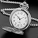 Realpoo Men's Quartz Pocket Watch, Silver, Arabic Numerals, White Dial, Stainless Steel, PK120115-sliver