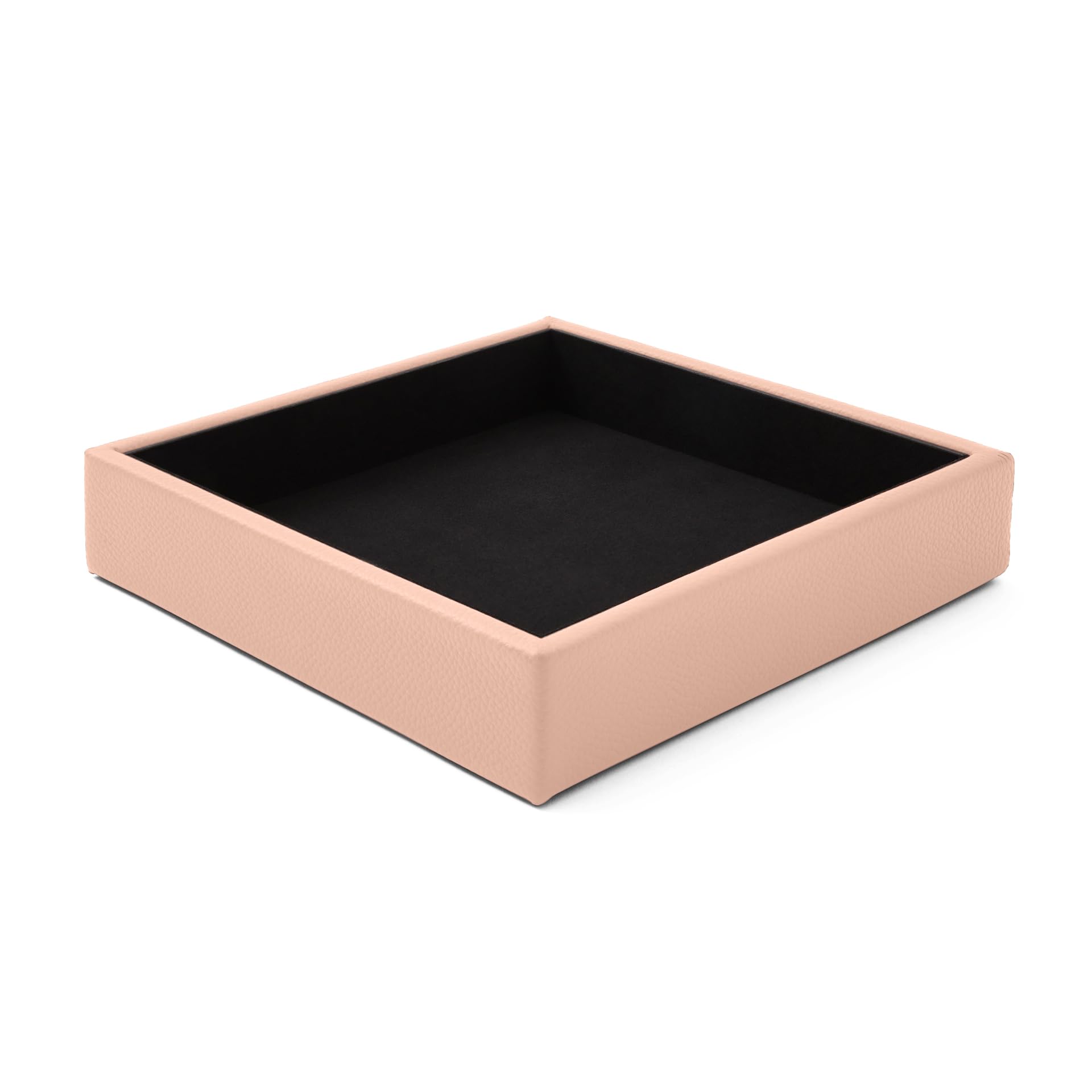 eglooh - Atena - Vaciabolsillos Recibidor Piel Genuina Rosa Pálido - Organizador de Escritorio Diseño Moderno - Bandeja Decorativa Llaves, Monedas y Joyas - cm 16,5 x 16,5 - Made in Italy